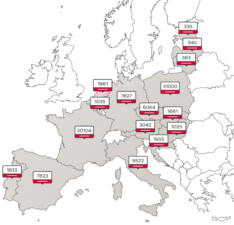 DPD Pickup w Europie mapa sieci